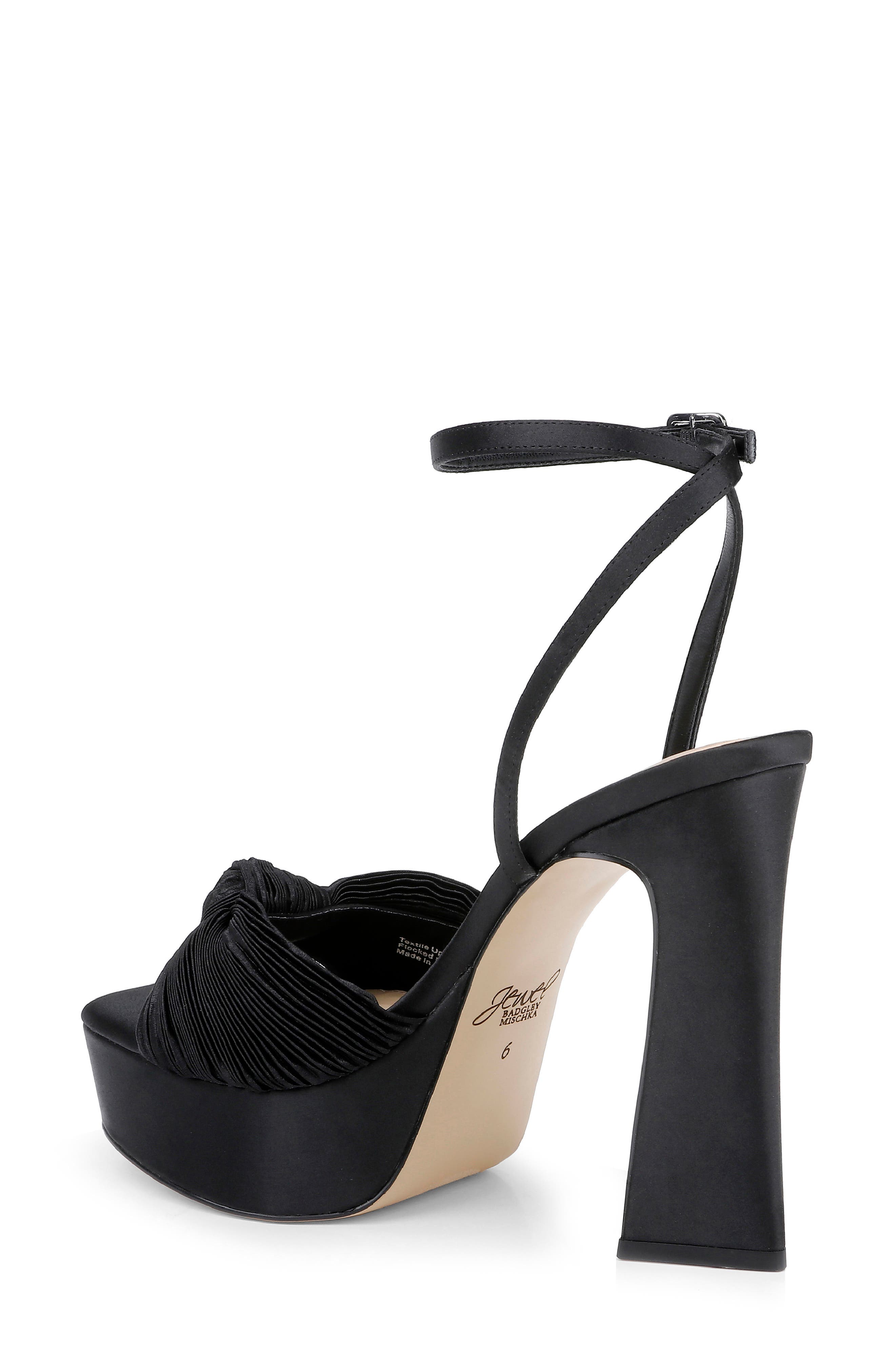 Jewel Badgley Mischka Icelynn Ankle Strap Platform Sandal, Alternate, color, Black Fabric