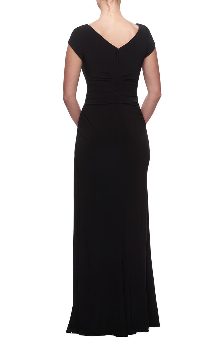 Ruched Jersey Gown, Alternate, color, BLACK