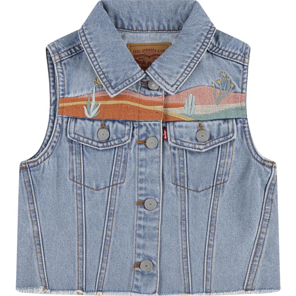 LEVI'S LEVI'S KIDS' EMBROIDERED RAW HEM DENIM VEST