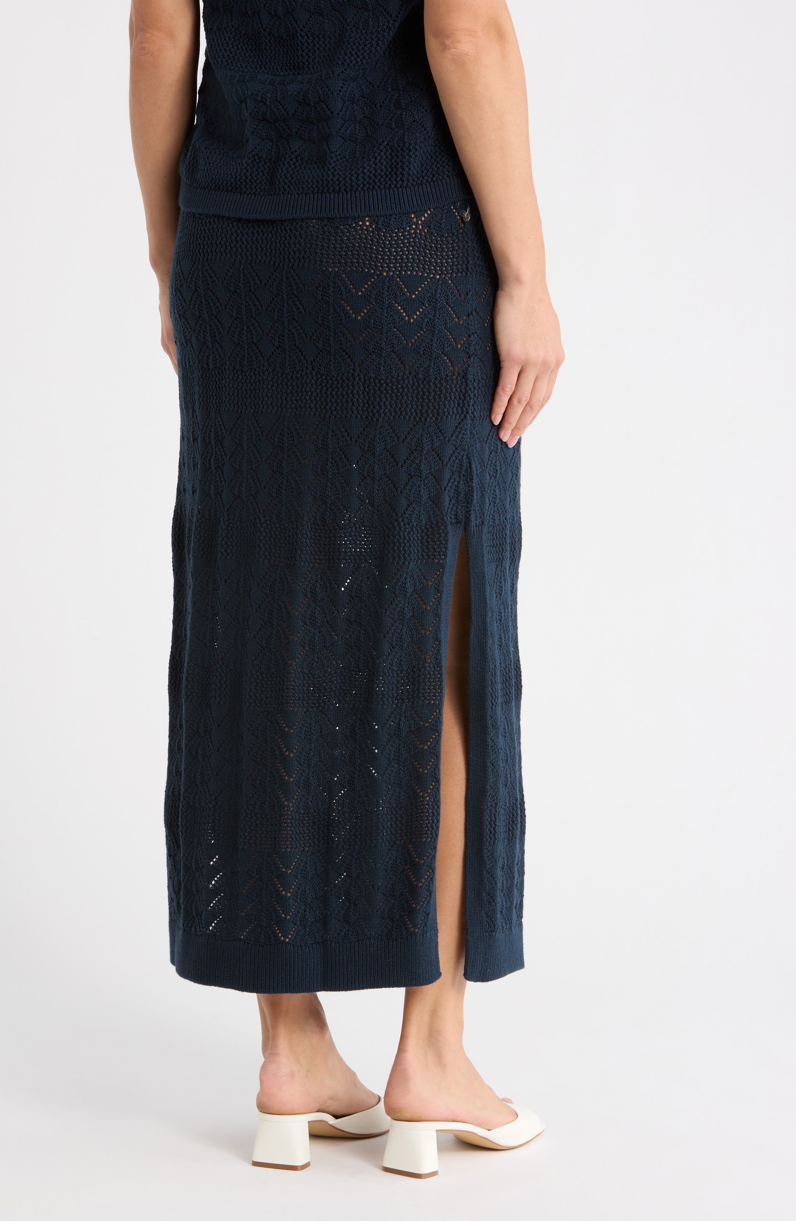 Pointelle Stitch Cotton Maxi Skirt - image 2