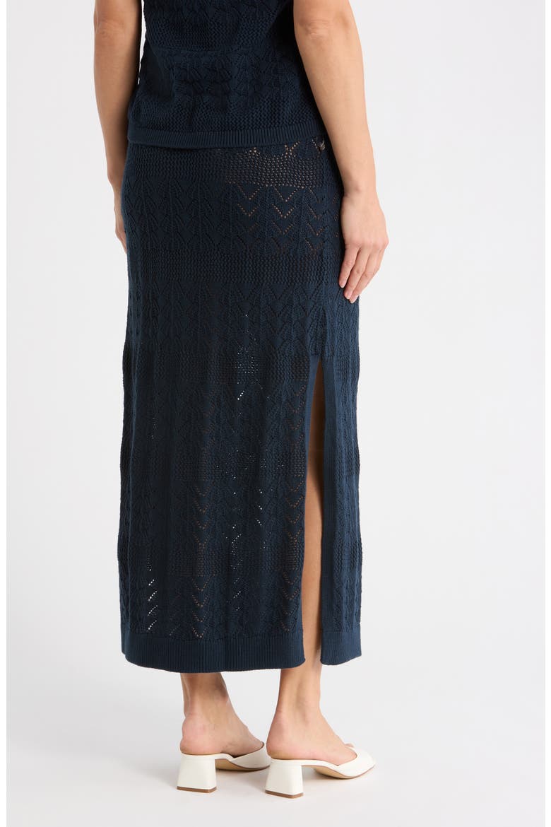 Pointelle Stitch Cotton Maxi Skirt, Alternate, color, NAVY BLUE