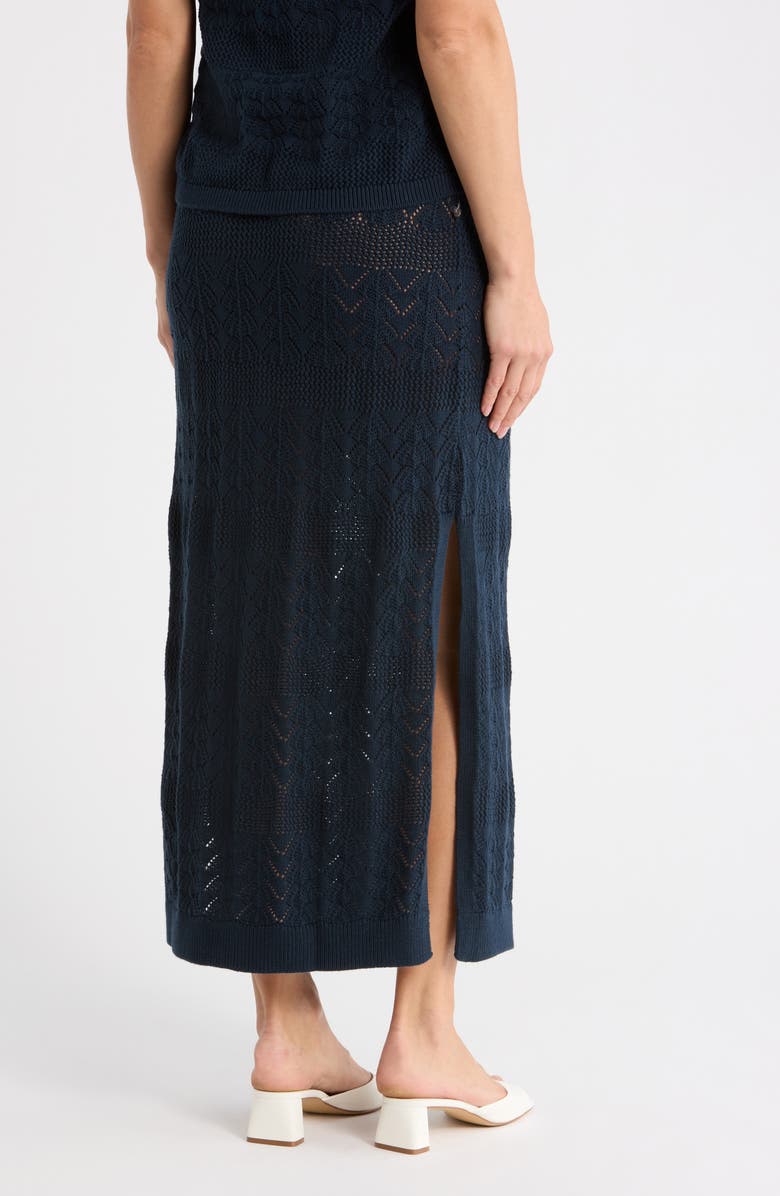 Splendid Pointelle Stitch Cotton Maxi Skirt, Alternate, color, Navy Blue