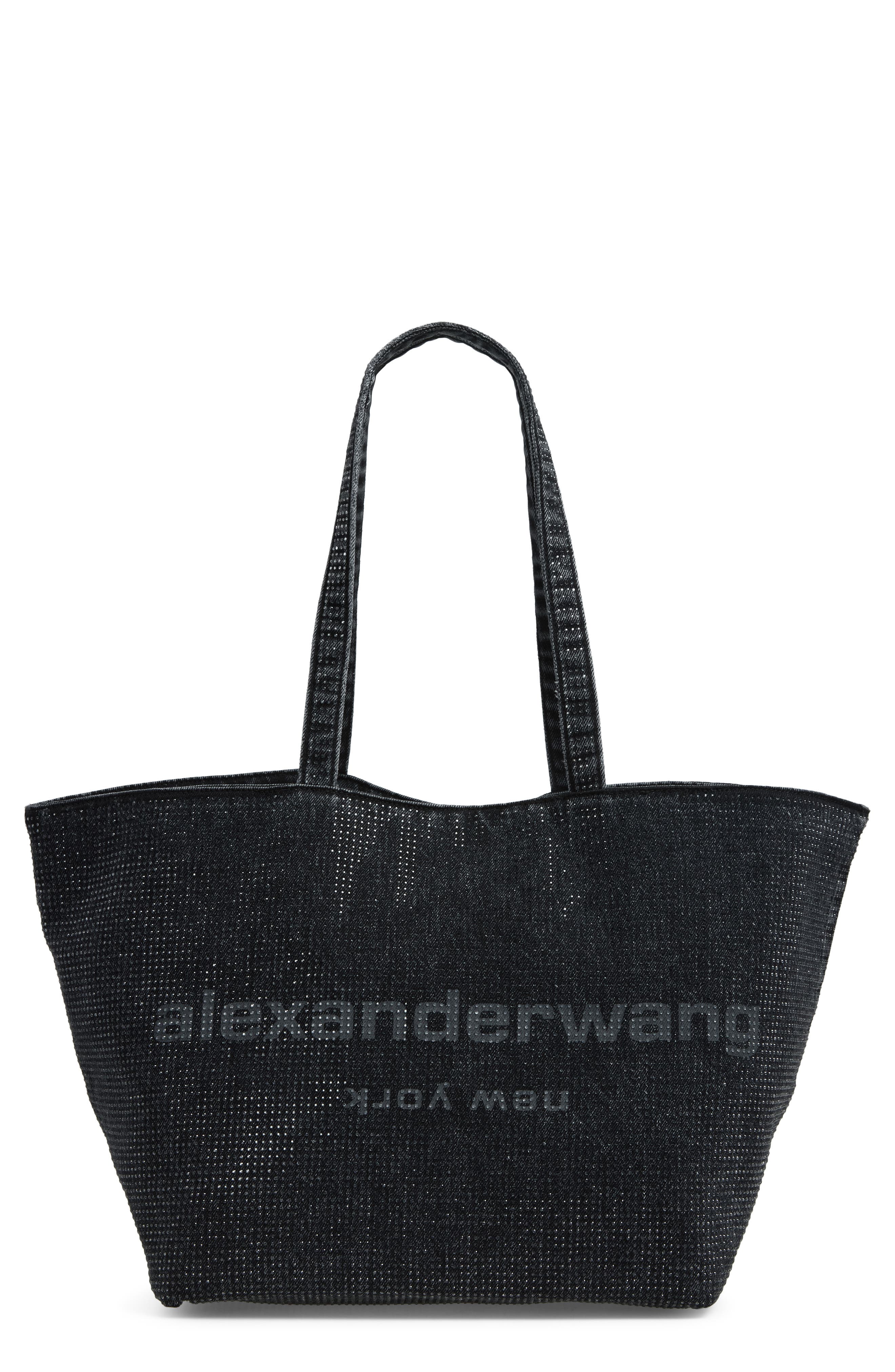 Punch Hotfix Denim Tote, Main, color, GREY AGED