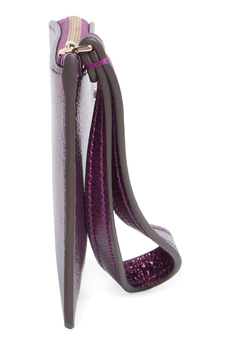 Small L-Zip Leather Wristlet, Alternate, color, DARK RASPBERRY