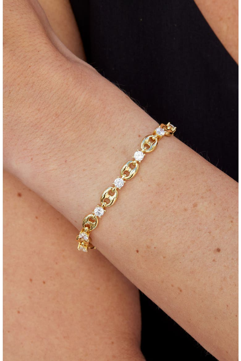 Cubic Zirconia Mariner Link Chain Bracelet, Alternate, color, YELLOW