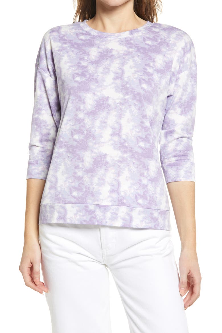 Tie Dye Sweatshirt, Main, color, PURPLE TIE DYE