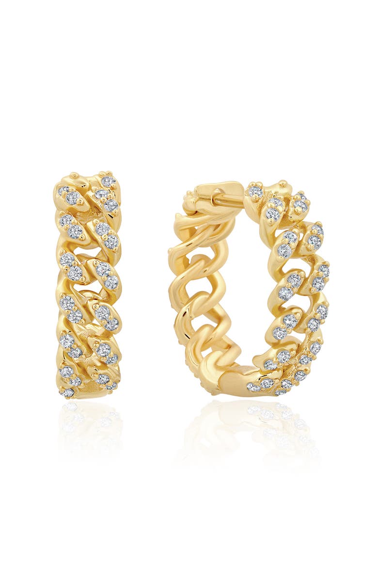 Crislu Cabana Cuban Link Hoop Earrings, Main, color, 