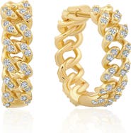 Crislu Cabana Cuban Link Hoop Earrings