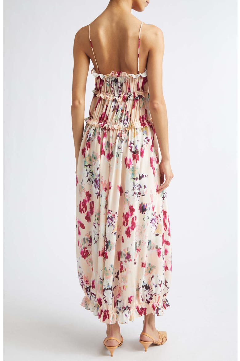 Clove Floral Tiered Silk Chiffon Dress, Alternate, color, SUMMER GARDEN
