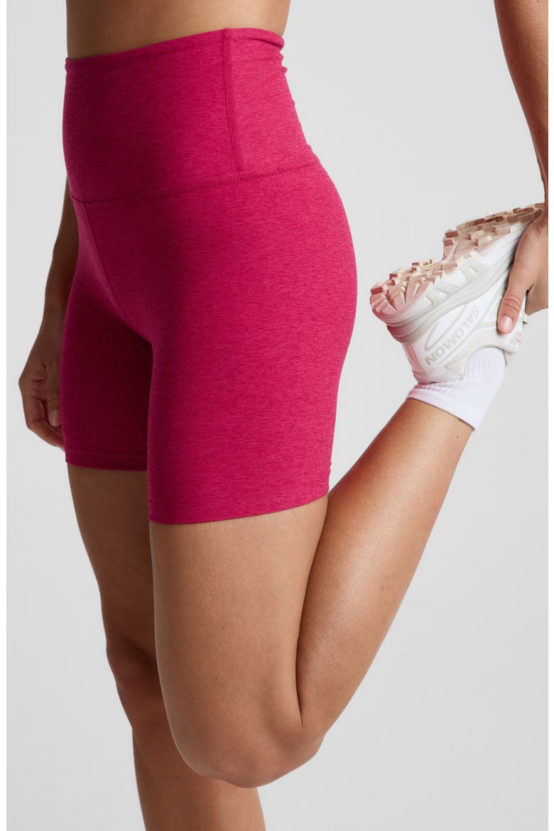Keep Pace Space Dye Bike Shorts, Alternate, color, BERRY RED HEATHER