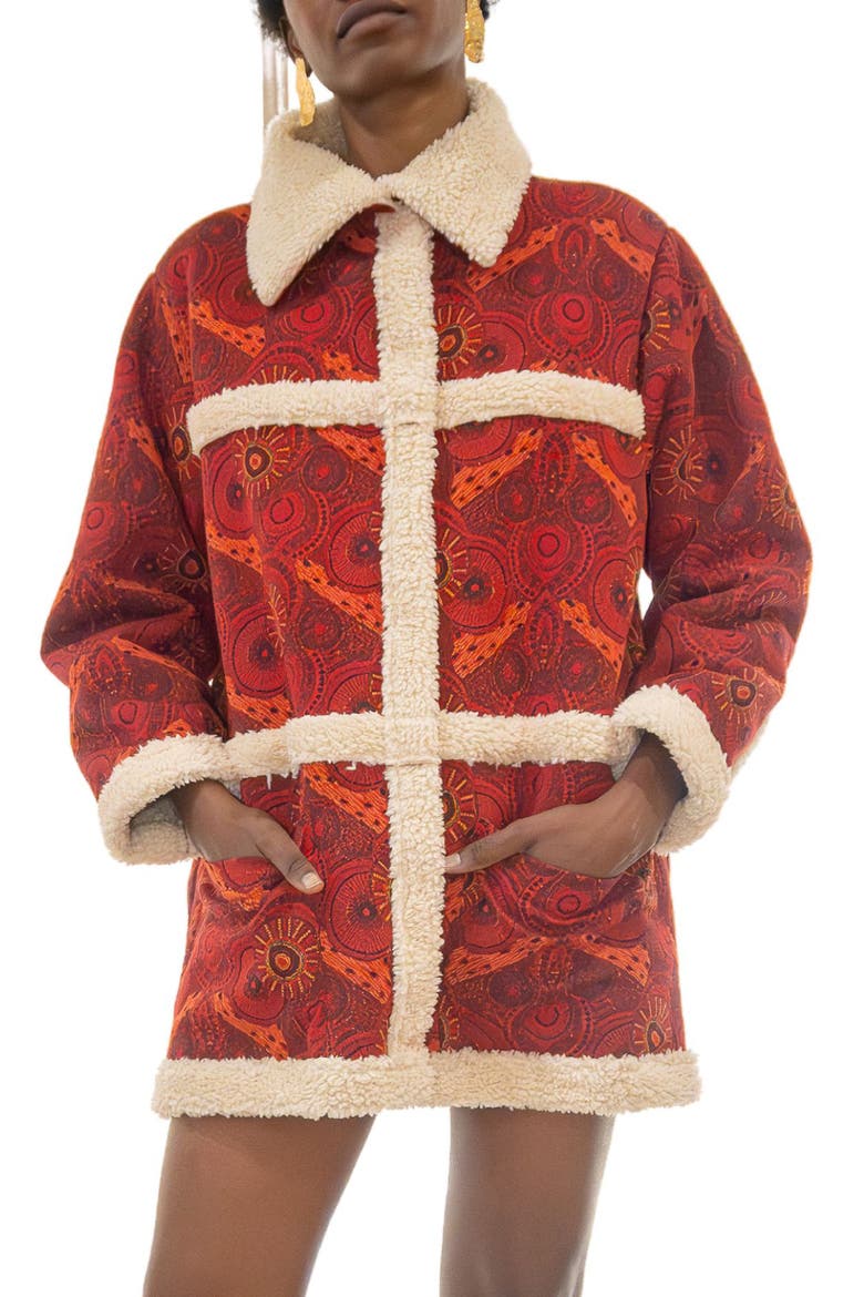 Maputo Faux Shearling Trim Jacket, Main, color, RED
