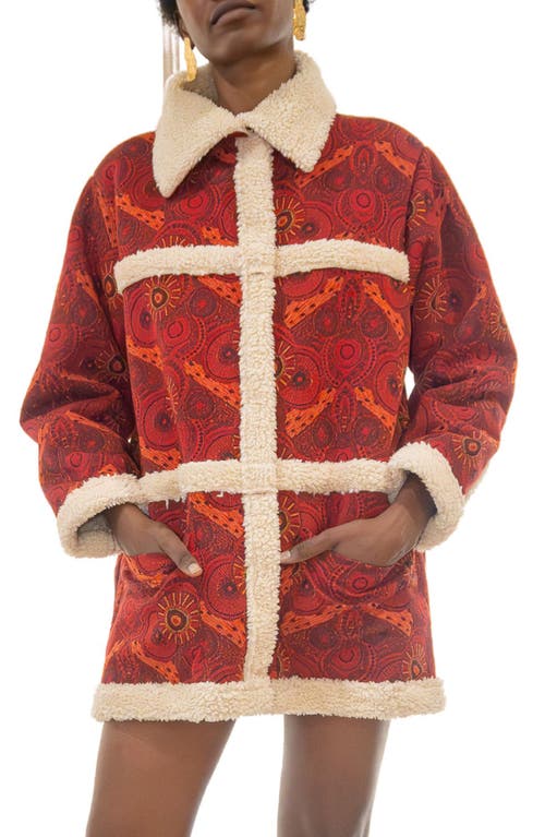 Kahindo Maputo Coat Red & Cream In Red