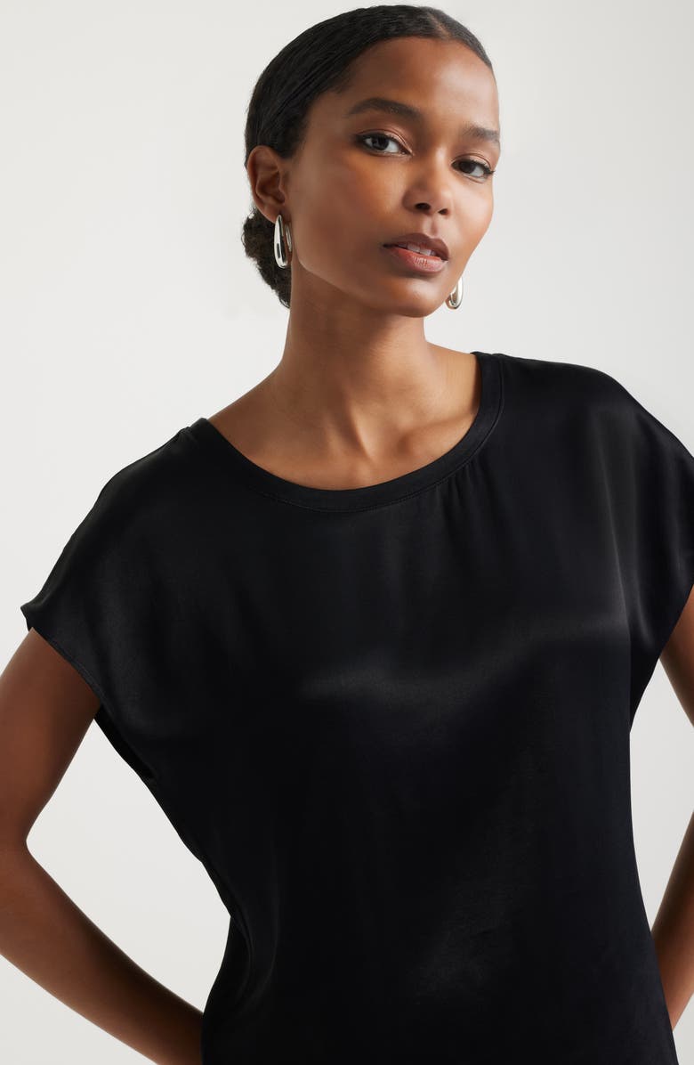 Nordstrom Dolman Sleeve Satin T-Shirt, Alternate, color, Black