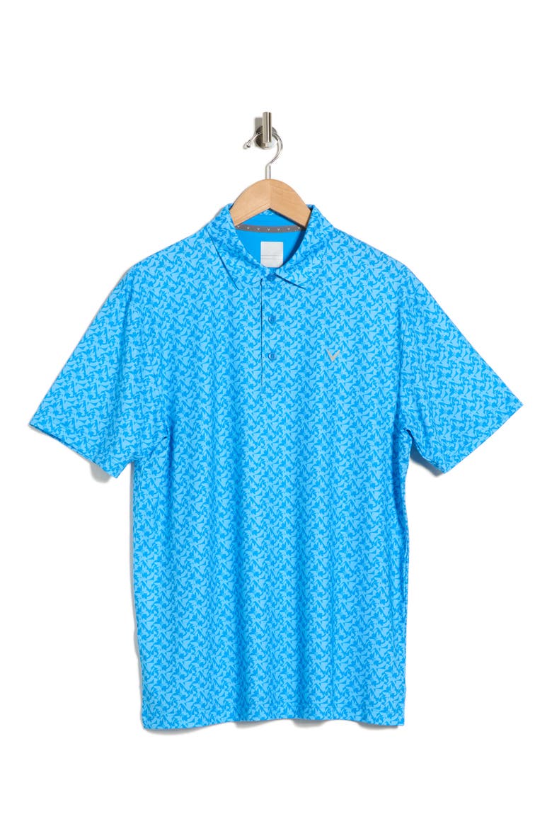 Floral Block Golf Polo, Alternate, color, BRILLIANT BLUE
