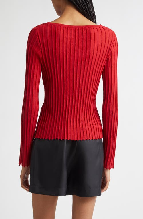 Loulou De Saison Mabille Rib Long Sleeve Top In Red