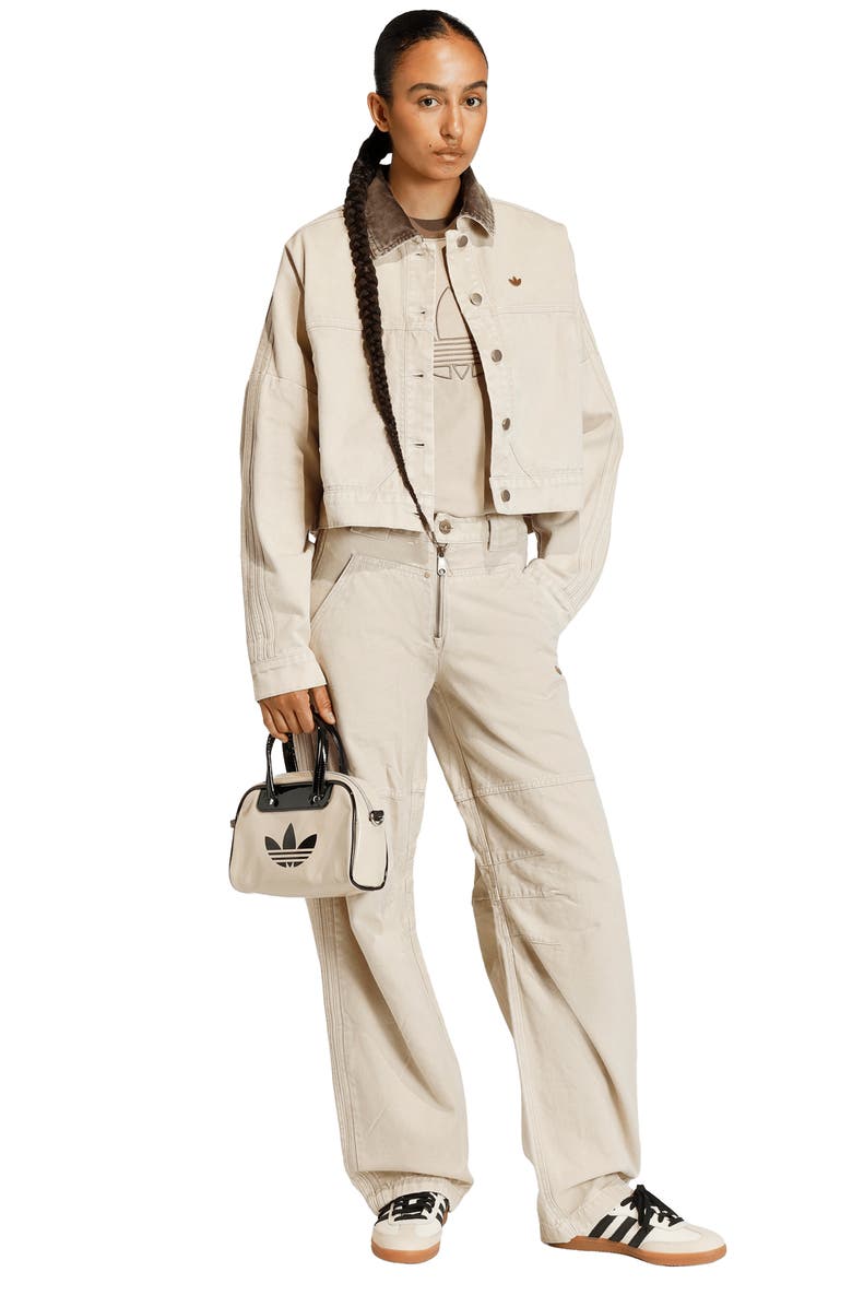 adidas Originals Essential Canvas Oversize Track Jacket, Alternate, color, Stone Khaki