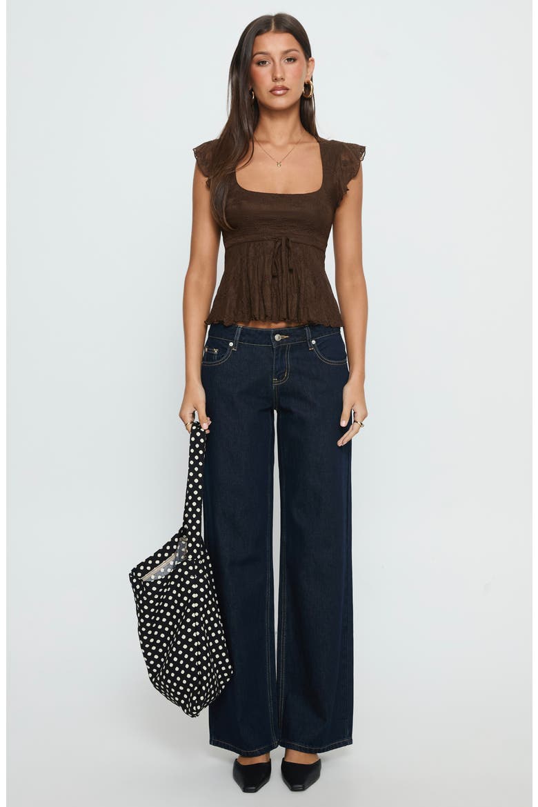 Auroraah Ruffle Crop Top, Alternate, color, CHOCOLATE