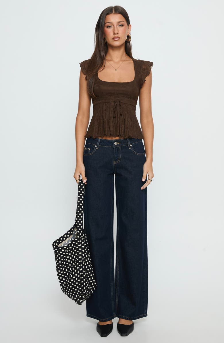 Princess Polly Auroraah Ruffle Crop Top, Alternate, color, Chocolate