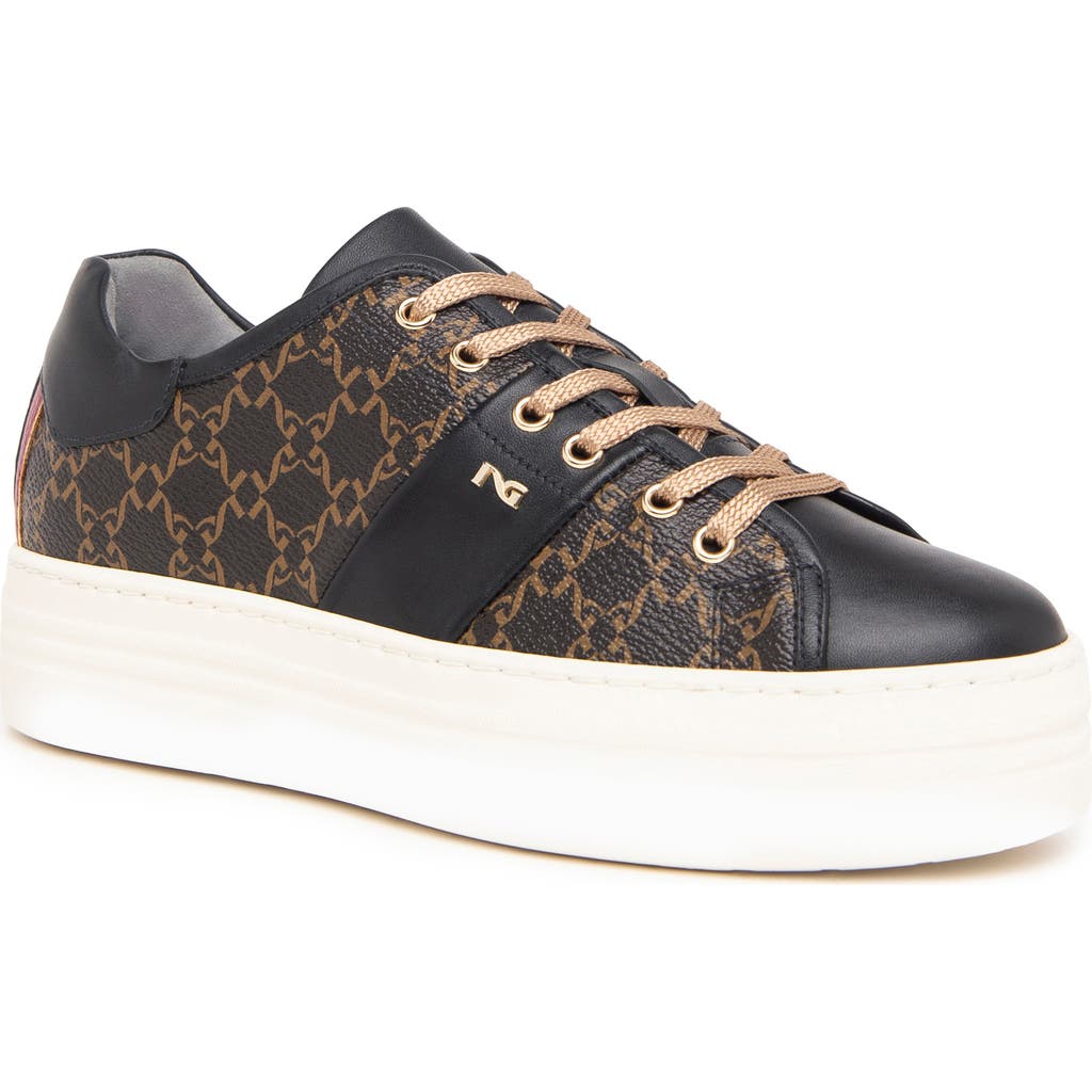 NeroGiardini Logo Skater Platform Sneaker in Black/black