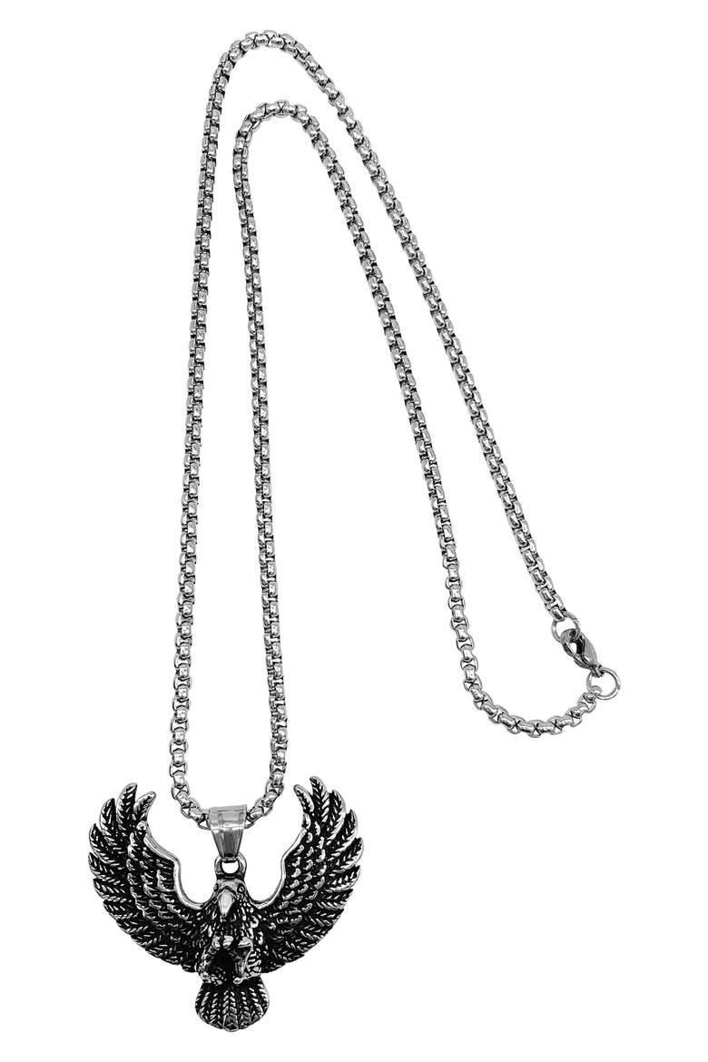 Men's Water Resistant Eagle Pendant Necklace, Main, color, SILVER