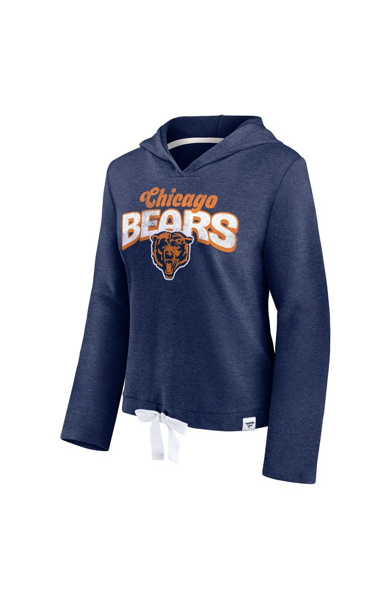 FANATICS Women's Fanatics Branded Heather Navy Chicago Bears First Team Flowy Cropped Pullover Hoodie, Alternate, color,