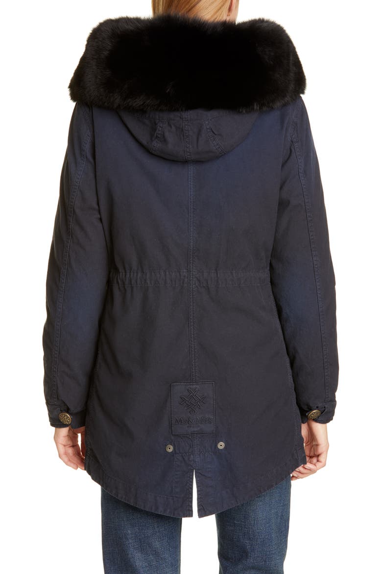 Hooded Cotton Parka with Removable Genuine Fox Fur Trim (Nordstrom Exclusive), Alternate, color, MIDNIGHT BLUE