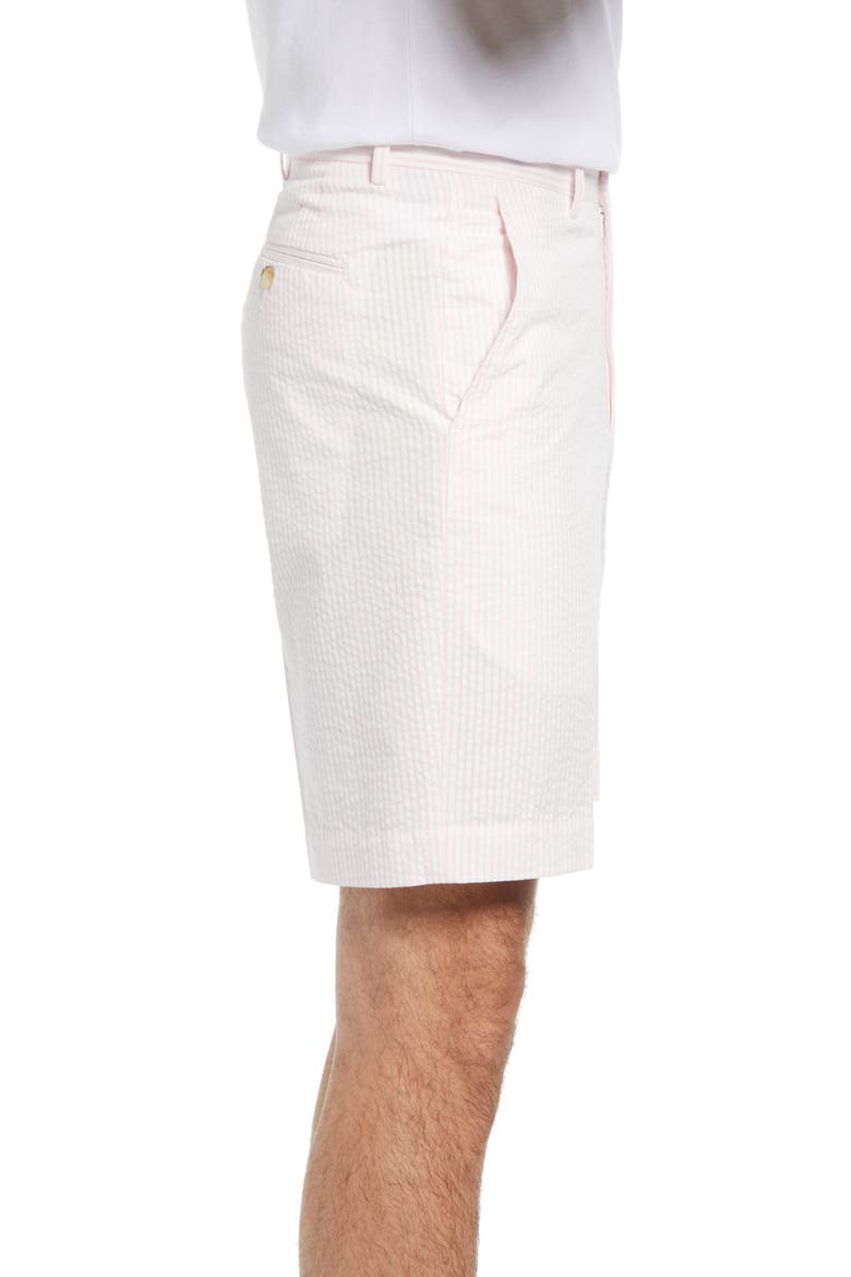 Flat Front Seersucker Shorts, Alternate, color, PINK