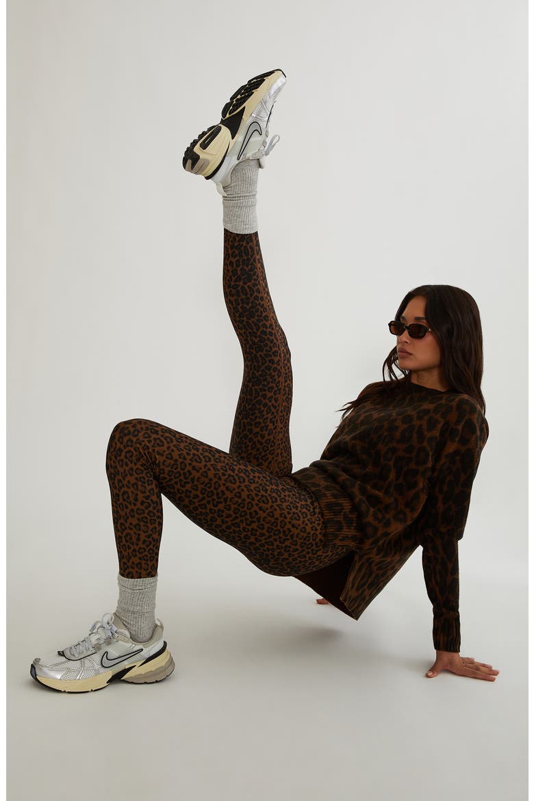 Callie Leopard Crewneck Sweater, Alternate, color, CARAMEL LEOPARD