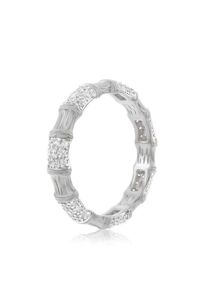 Pavé Cubic Zirconia Bamboo Eternity Ring, Alternate, color, WHITE