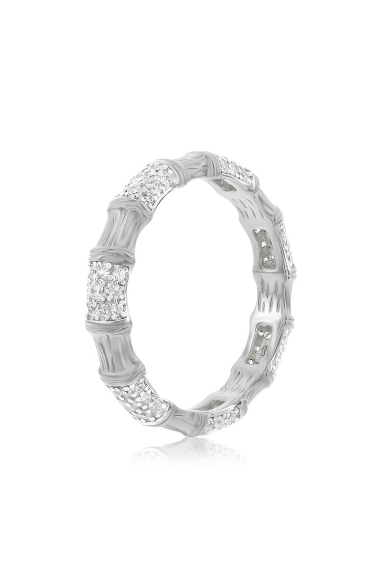 SUZY LEVIAN Pavé Cubic Zirconia Bamboo Eternity Ring, Alternate, color, White