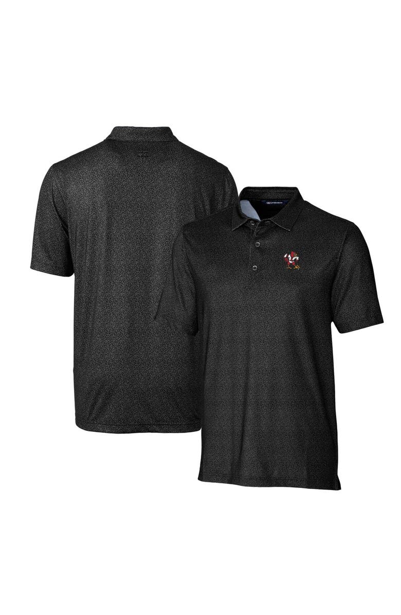 Cutter & Buck Men's Cutter & Buck Black Louisville Cardinals Primary Team Logo Pike Micro Floral Stretch Polo, Alternate, color, 