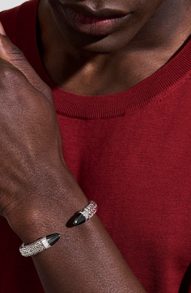 John Hardy Spear 50 Flex Cuff Bracelet, Alternate, color, Silver/ Black Onyx