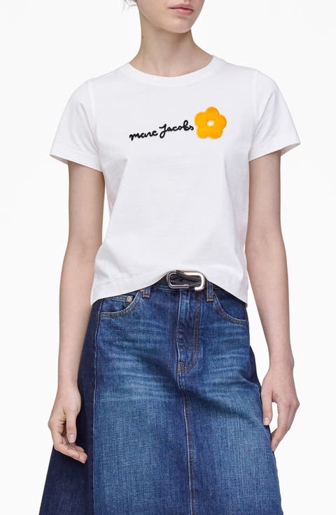 Flocked Daisy Logo Slim Cut T-Shirt