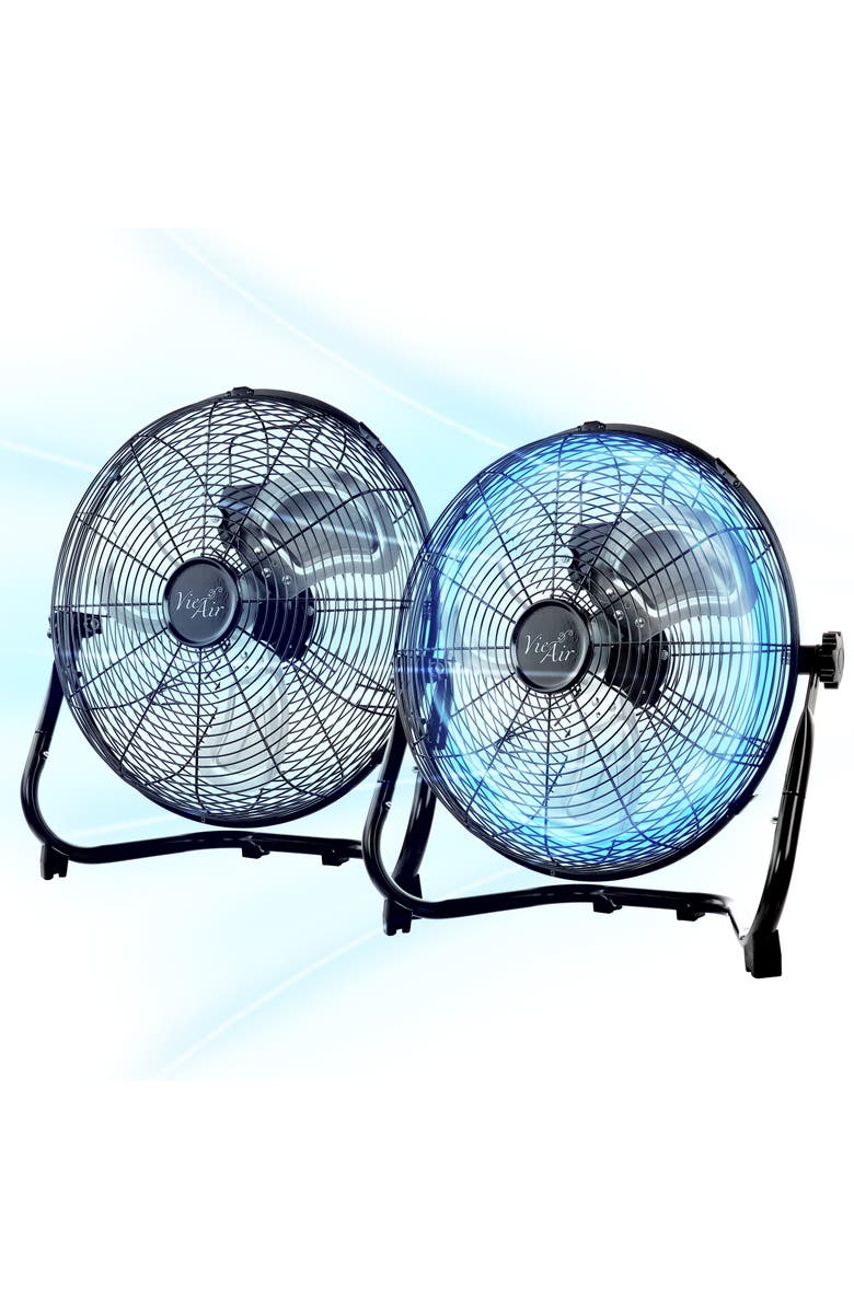Vie Air Twin 12 Inch High Velocity All Metal Tilting 3 Speed Floor Fan, Alternate, color, Black