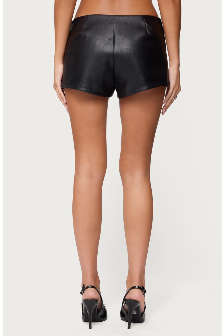 Studded Belt Faux Leather Micro Shorts, Alternate, color, BLACK