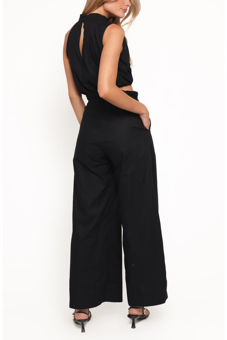 Althea Linen & Cotton Crop Top & Wide Leg Pants Set, Alternate, color, BLACK