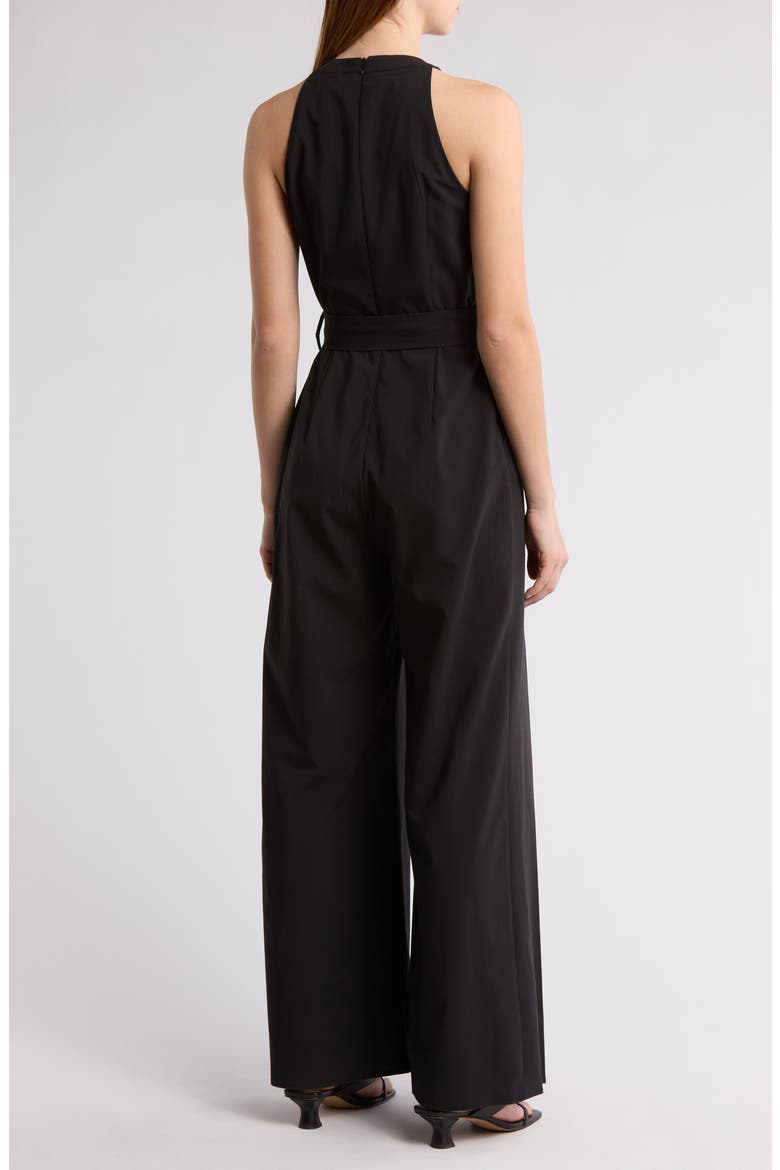 Ronson Pleated Halter Neck Wide Leg Jumpsuit, Alternate, color, BLACK