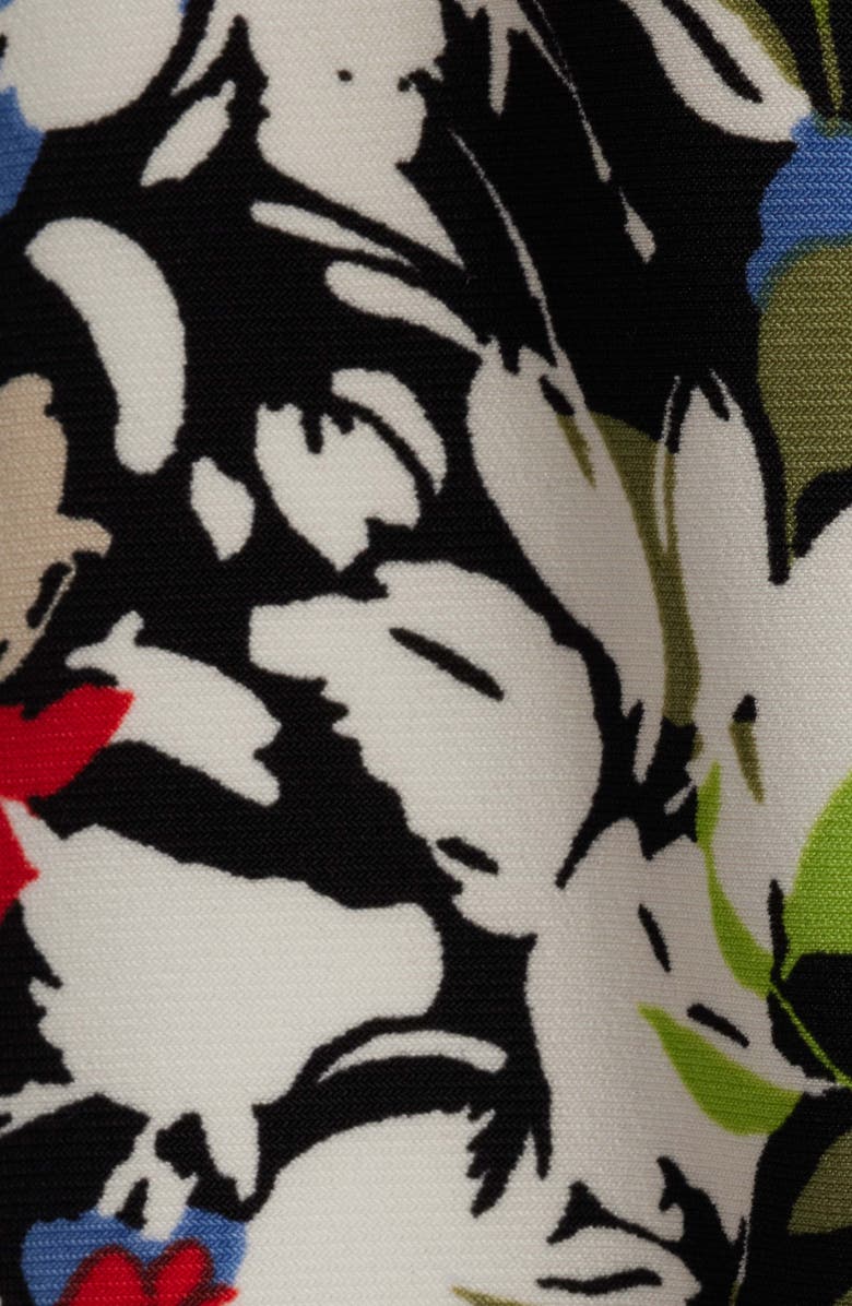 AK ANNE KLEIN Floral Print Short Sleeve Jersey Top, Alternate, color, Anne Black Multi