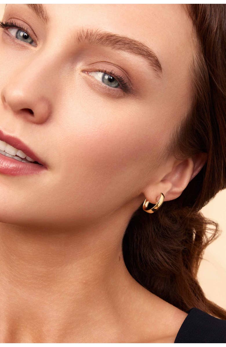 Oradina 14K Yellow Gold Hug Me Hoops, Alternate, color, Yellow Gold