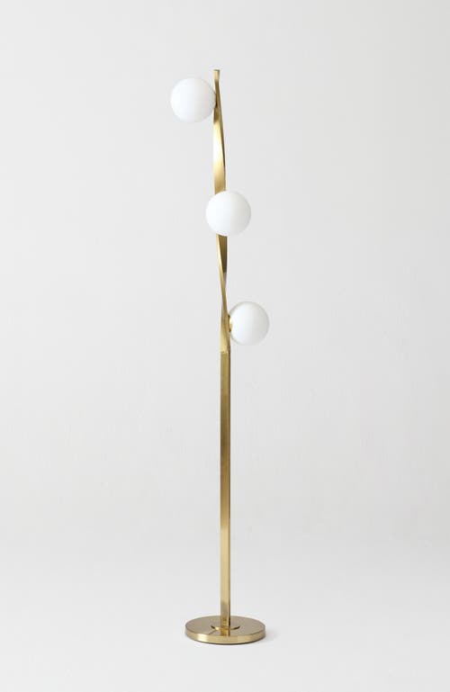 Brightech Nola 60' Dimmable Led Twisted Modern Floor Lamp With Glazed Glass Globes In Antique Brass