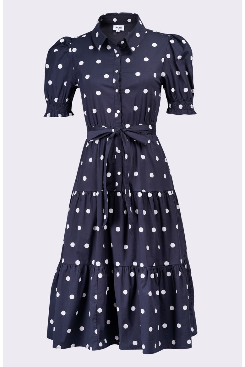 Octavia Puff Sleeve Shirt Dress, Alternate, color, Small Polka Black White