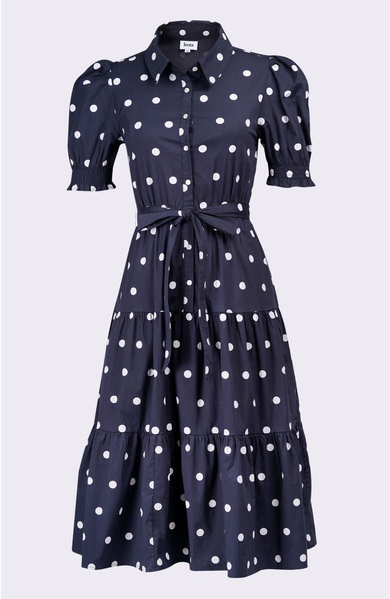 Leota Octavia Puff Sleeve Shirt Dress, Alternate, color, Small Polka Black White