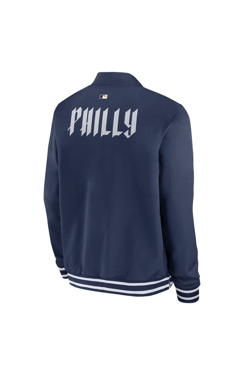 Nike Men's Nike Navy Philadelphia Phillies Authentic Collection City Connect Full-Zip Bomber Jacket, Alternate, color, Navy