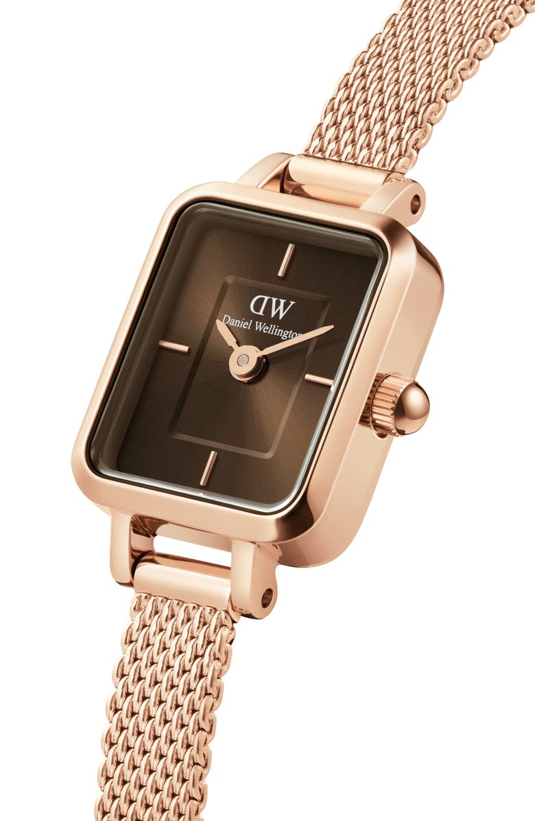 Daniel Wellington Micro Collection Mesh Strap Watch, 15mm x 18mm, Alternate, color, Rose Gold