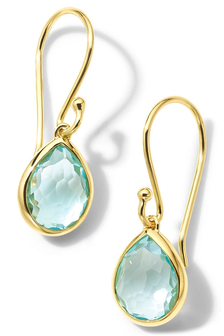Rock Candy Teeny Teardrop Earrings, Main, color, GREEN GOLD