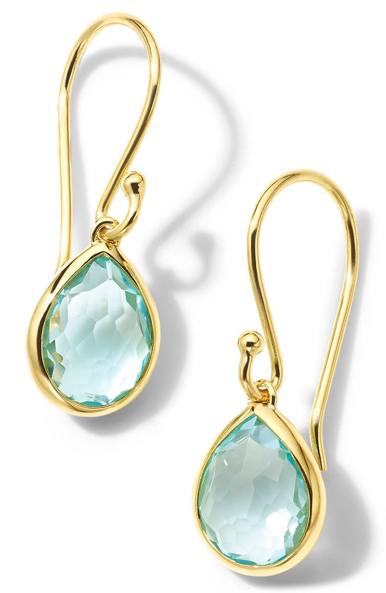 Ippolita Rock Candy Teeny Teardrop Earrings, Main, color, Green Gold
