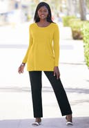 Jessica London Ribbed Baby Doll Tunic Sweater