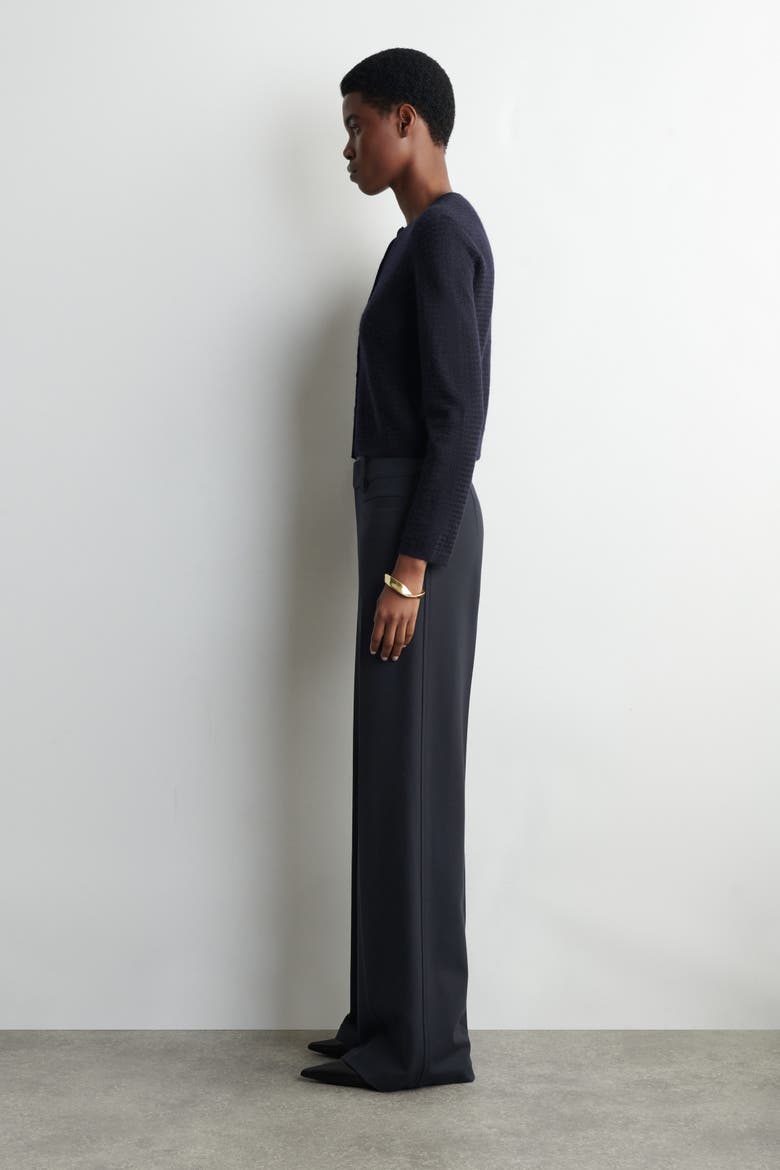 Zigzag-Knit Mohair-Blend Cardigan, Alternate, color, NAVY