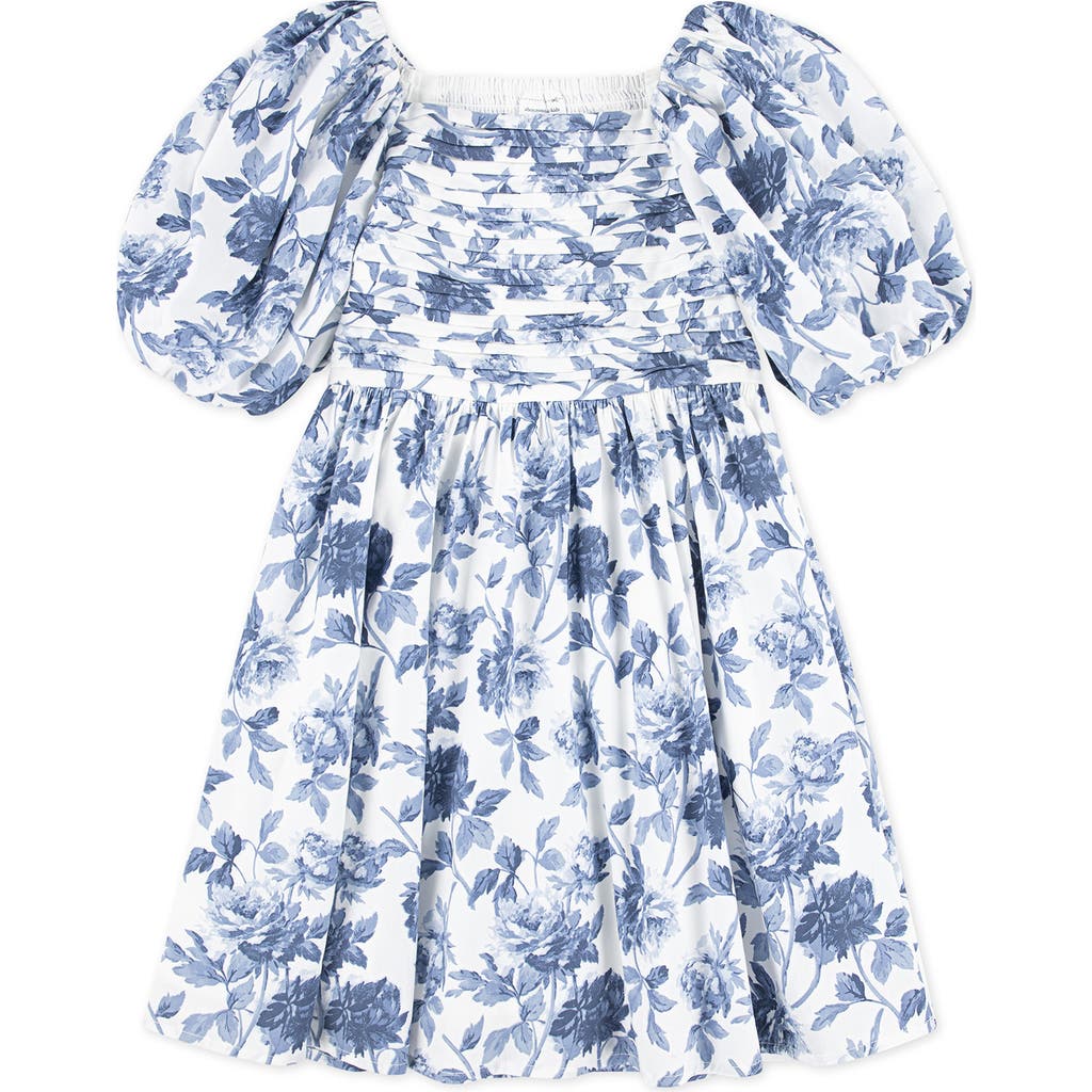 Abercrombie Girls Emerson Puff Sleeve Mini Dress In Blue