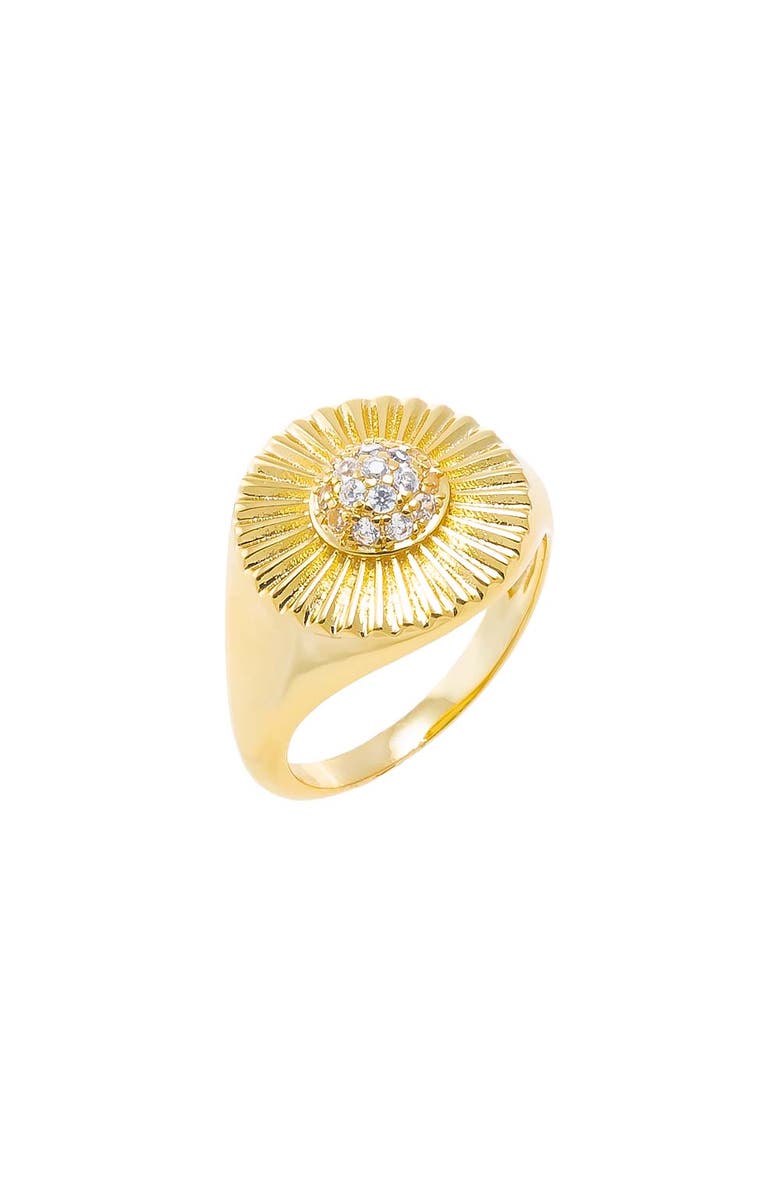 BY ADINA EDEN Pave Accented Oval Ridged Signet Pinky Ring, Main, color,